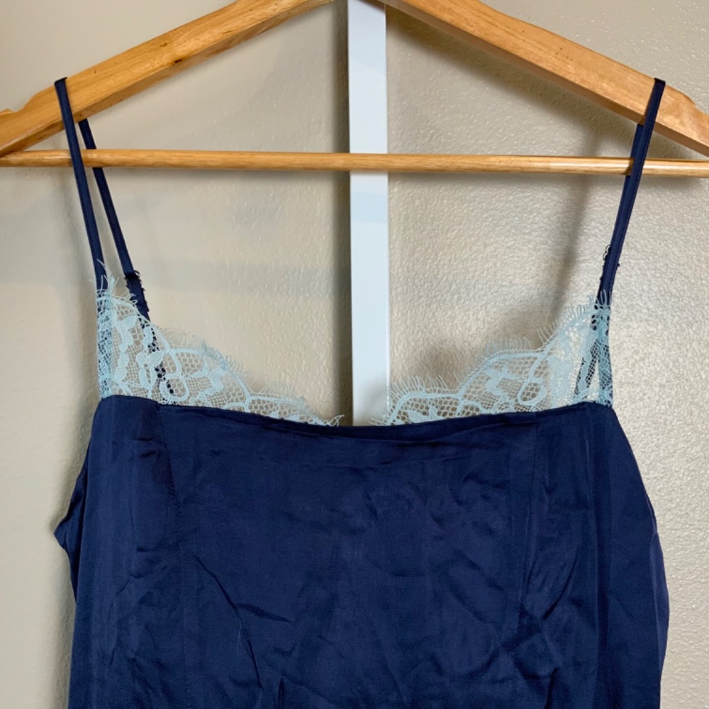Anthropologie Lace-Trimmed Asymmetrical Midi Slip Dress - Picture 6 of 15